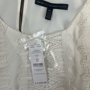 White House black market, white long sleeve with lace, brand new (XL)